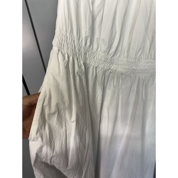 J Crew Smocked Cotton Poplin One-Shoulder Dress White XS Coastal Boho Resortwear - Picture 10 of 13